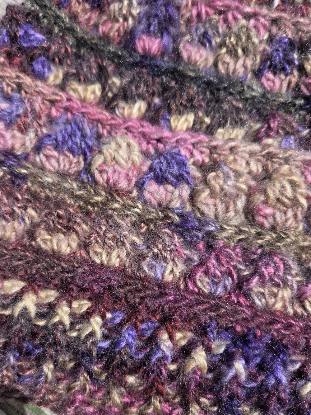 Artisan Handmade Warm Wool Blend "Berry Cobbler" Slouchy Crochet Boho Beanie Hat - Picture 4 of 7